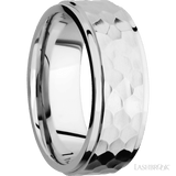 8 mm wide Flat Grooved Edges 14K White Gold band