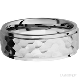 8 mm wide Flat Grooved Edges 14K White Gold band