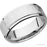8 mm wide Flat Grooved Edges 14K White Gold band