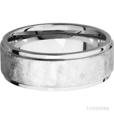 8 mm wide Flat Grooved Edges 14K White Gold band