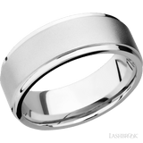 8 mm wide Flat Grooved Edges 14K White Gold band