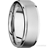 8 mm wide Flat Grooved Edges 14K White Gold band