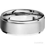 8 mm wide Flat Grooved Edges 14K White Gold band