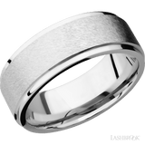 8 mm wide Flat Grooved Edges 14K White Gold band