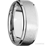 8 mm wide Flat Grooved Edges 14K White Gold band