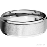 8 mm wide Flat Grooved Edges 14K White Gold band