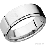 8 mm wide Flat Grooved Edges 14K White Gold band
