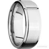 8 mm wide Flat Grooved Edges 14K White Gold band
