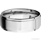 8 mm wide Flat Grooved Edges 14K White Gold band