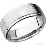 8 mm wide Flat Grooved Edges 14K White Gold band