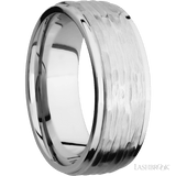 8 mm wide Flat Grooved Edges 14K White Gold band