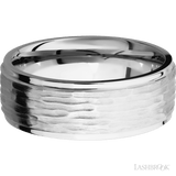 8 mm wide Flat Grooved Edges 14K White Gold band
