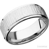 8 mm wide Flat Grooved Edges 14K White Gold band