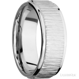 8 mm wide Flat Grooved Edges 14K White Gold band