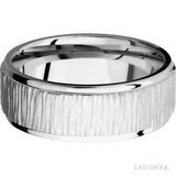 8 mm wide Flat Grooved Edges 14K White Gold band