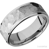 8 mm wide Flat Grooved Edges 14K White Gold band