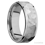 8 mm wide Flat Grooved Edges 14K White Gold band