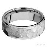 8 mm wide Flat Grooved Edges 14K White Gold band