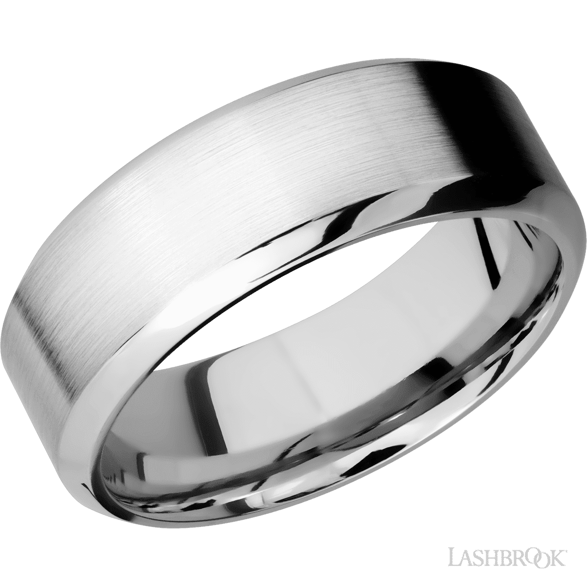 8 mm wide High Bevel 14K White Gold band