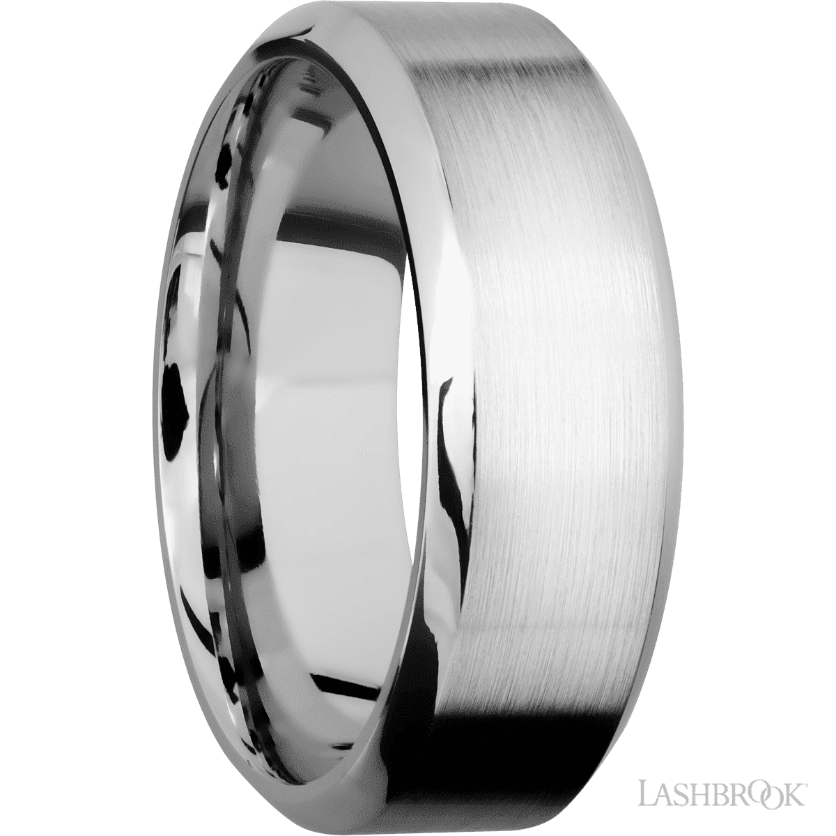 8 mm wide High Bevel 14K White Gold band