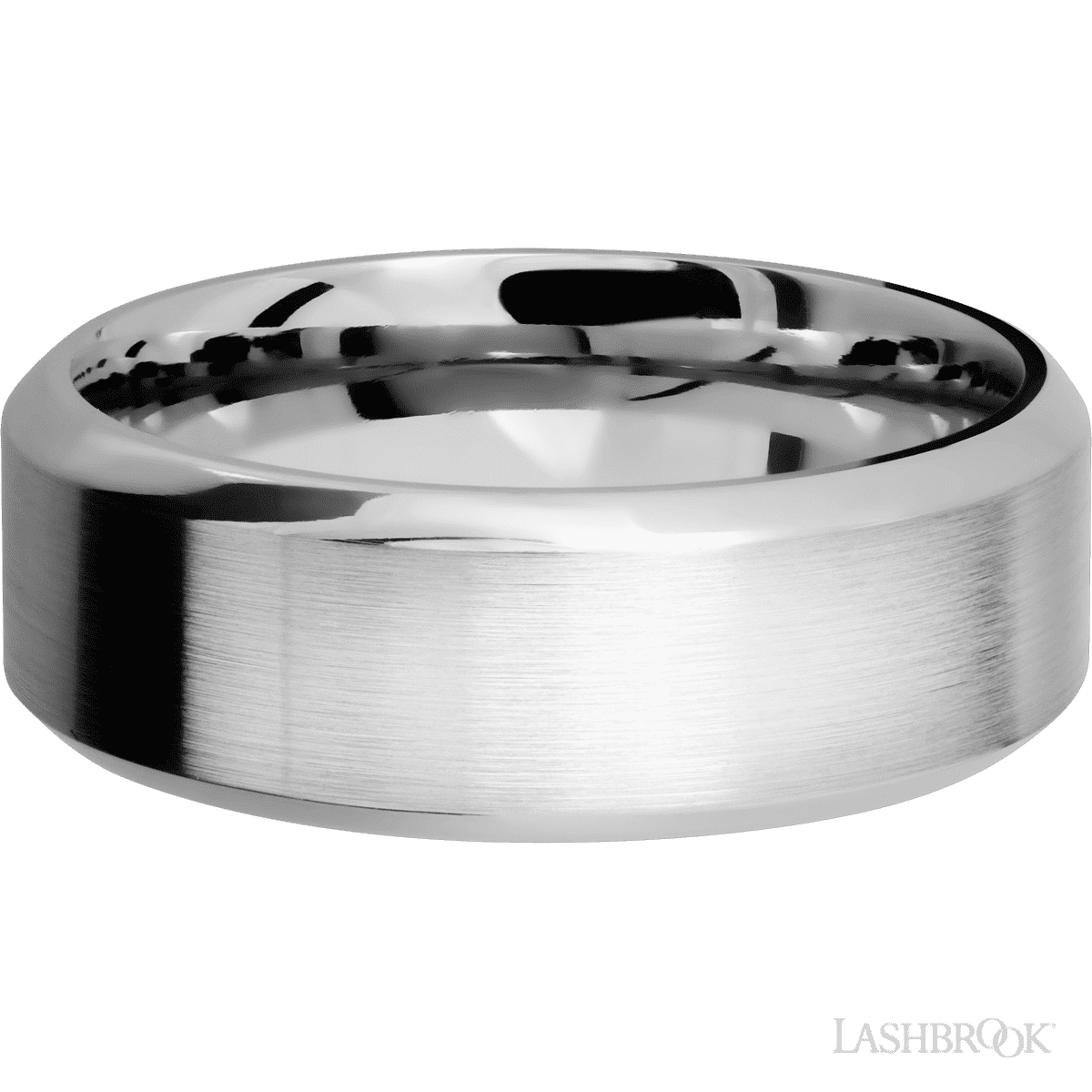 8 mm wide High Bevel 14K White Gold band