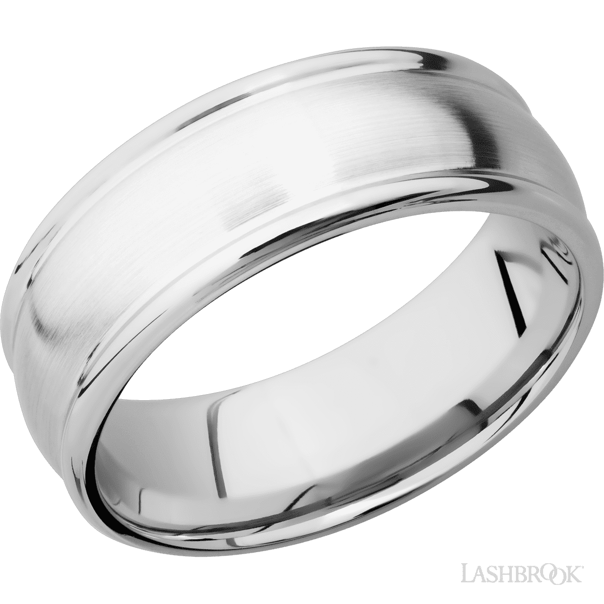 8 mm wide Domed Rounded Edges 14K White Gold band