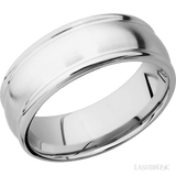 8 mm wide Domed Rounded Edges 14K White Gold band