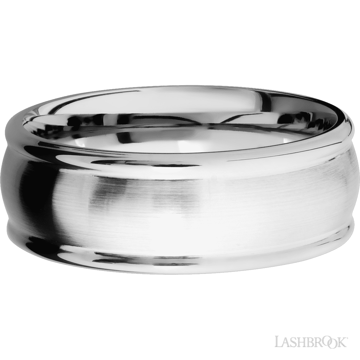 8 mm wide Domed Rounded Edges 14K White Gold band