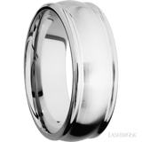 8 mm wide Flat Rounded Edges 14K White Gold band