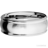 8 mm wide Flat Rounded Edges 14K White Gold band