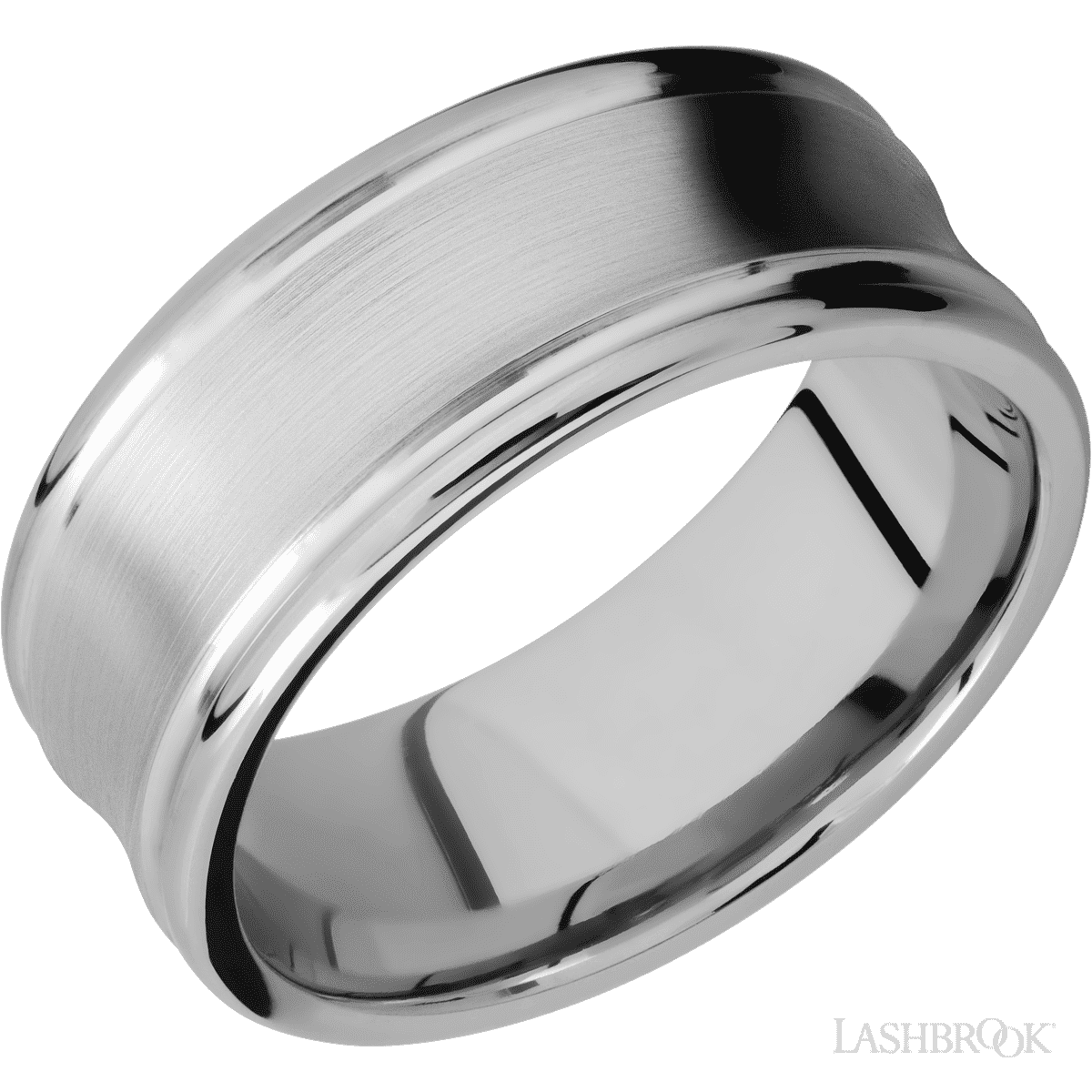 9 mm wide Concaved Center Round Edges 14K White Gold band