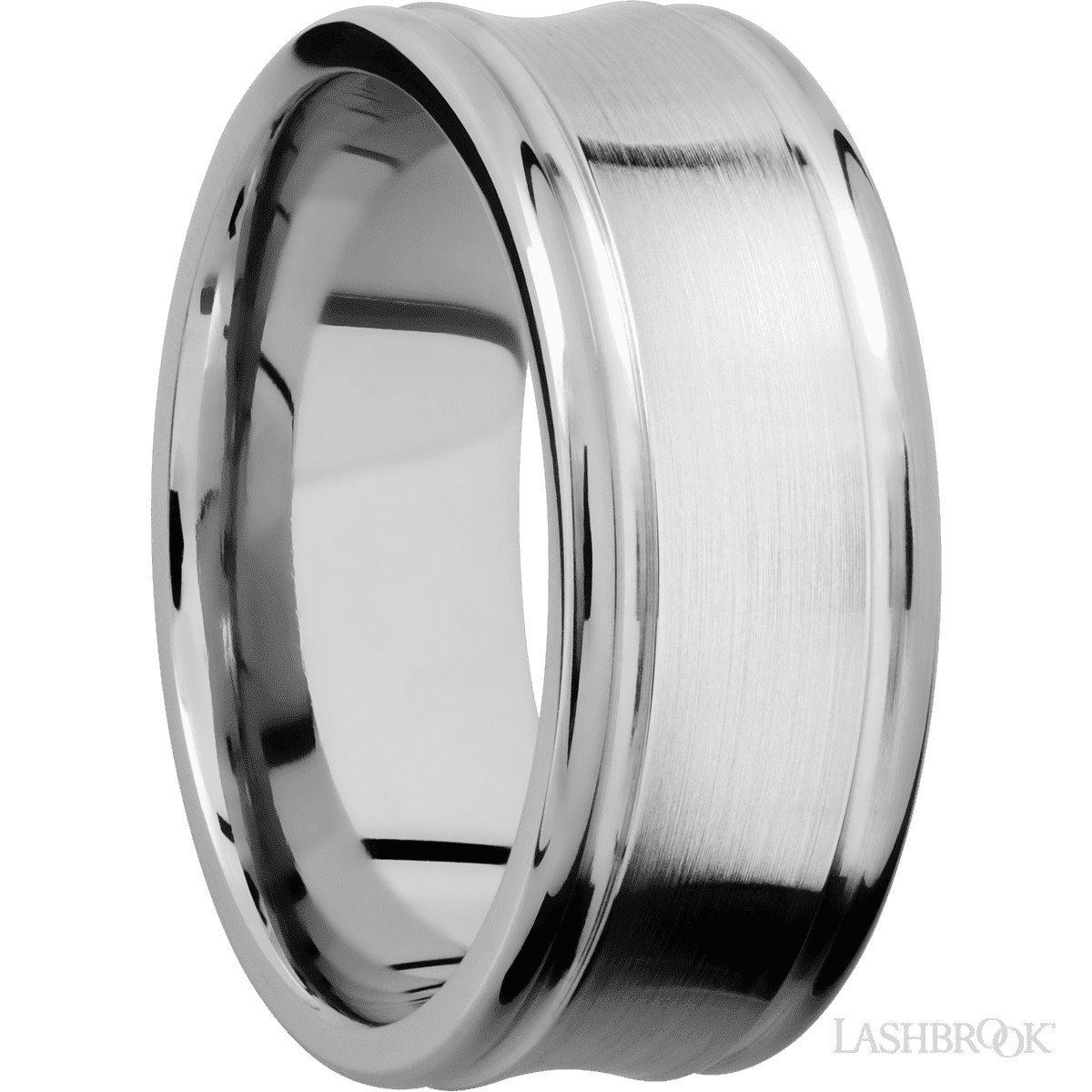 9 mm wide Concaved Center Round Edges 14K White Gold band