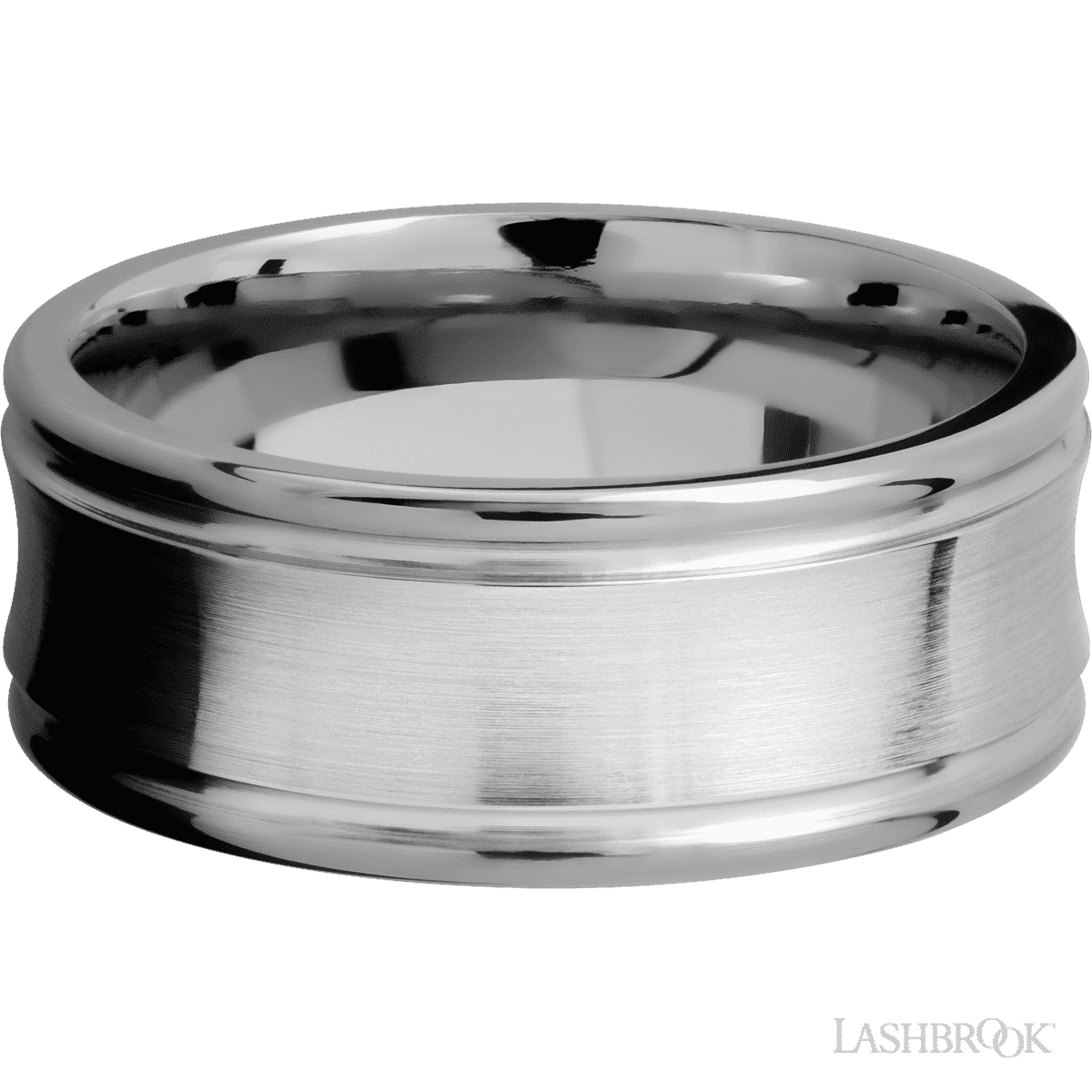 9 mm wide Concaved Center Round Edges 14K White Gold band