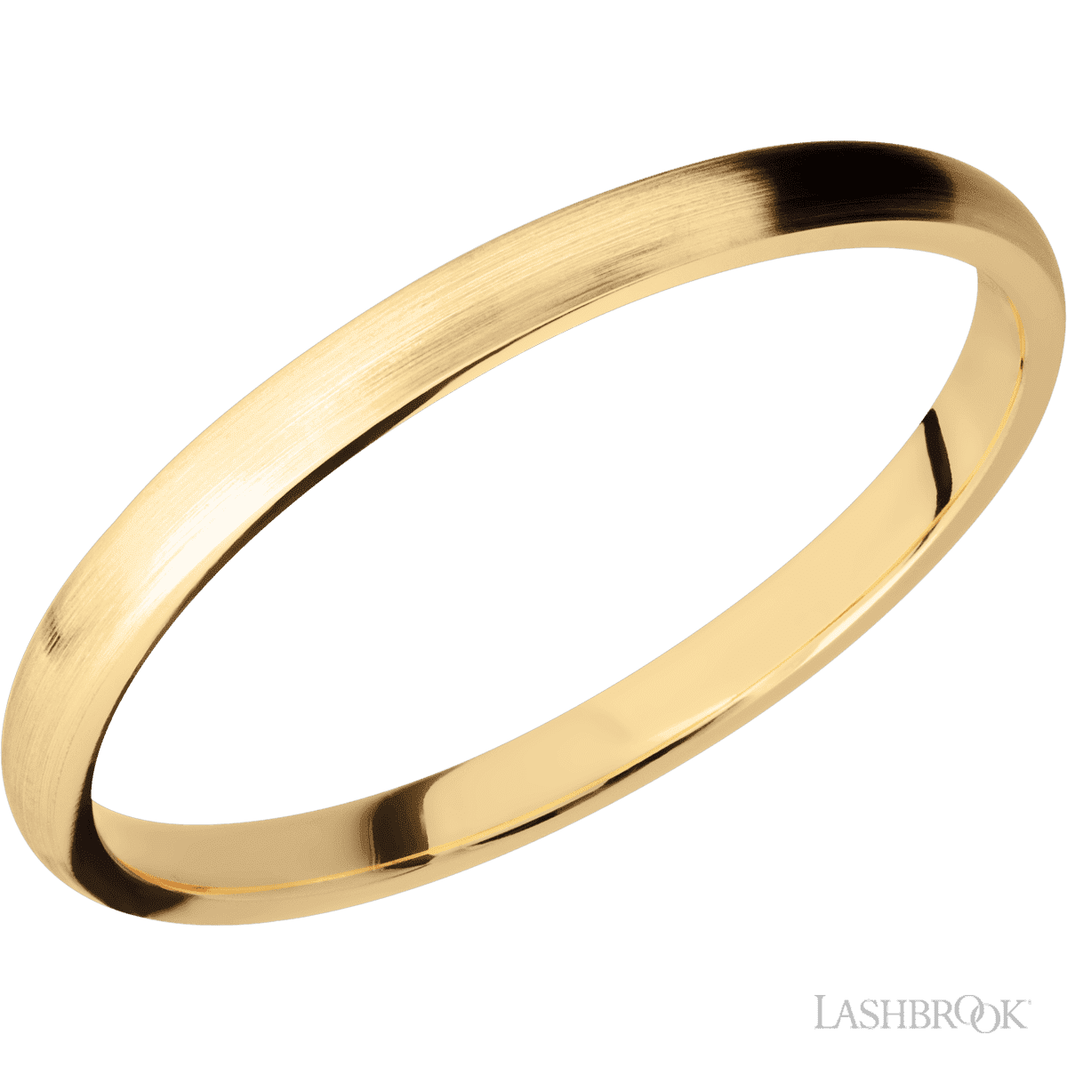 2 mm wide Domed 14K Yellow Gold band