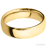 6 mm wide Ultra Comfort (our most comfortable profile) 14K Yellow Gold band