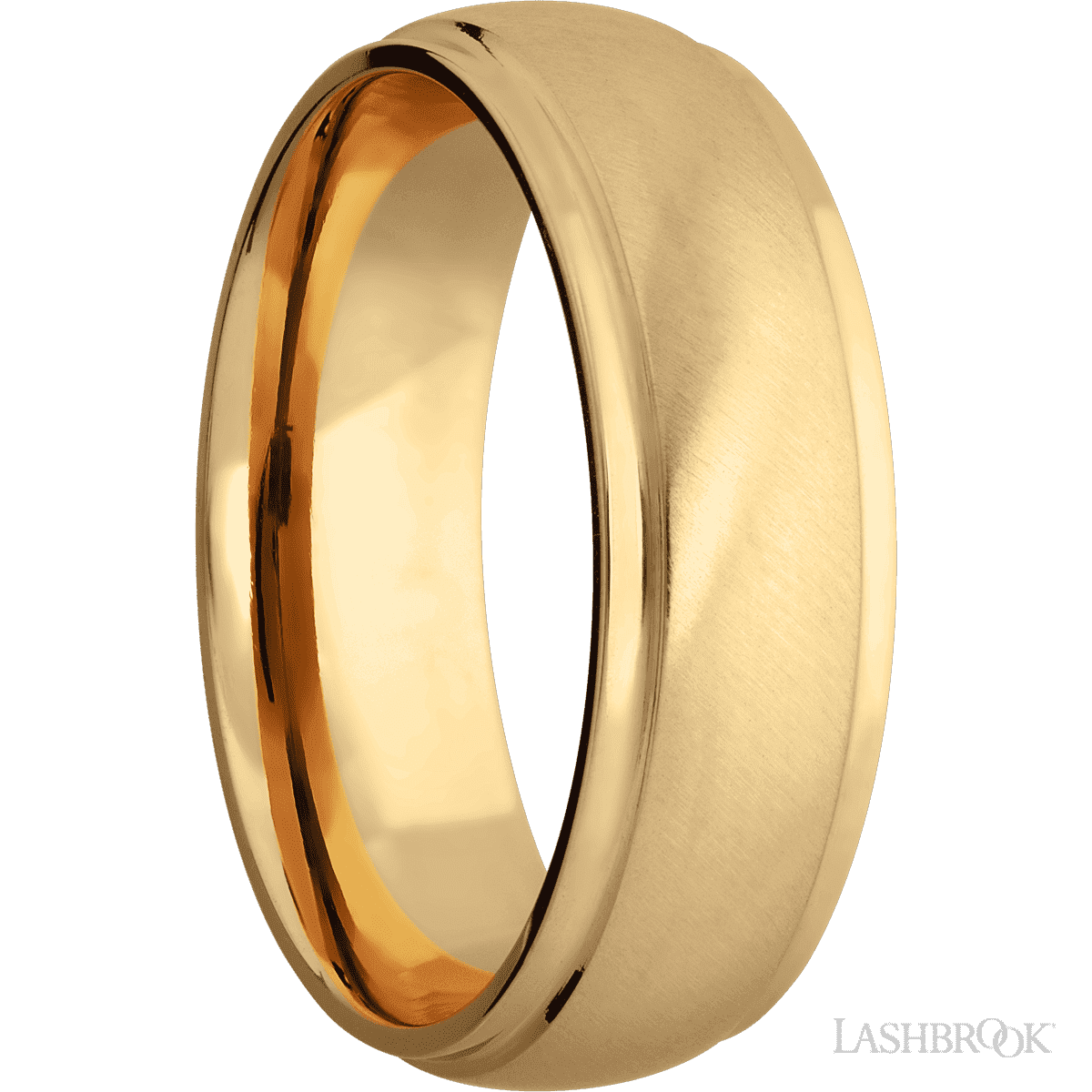 7 mm wide Domed Stepped Down Edges 14K Yellow Gold band