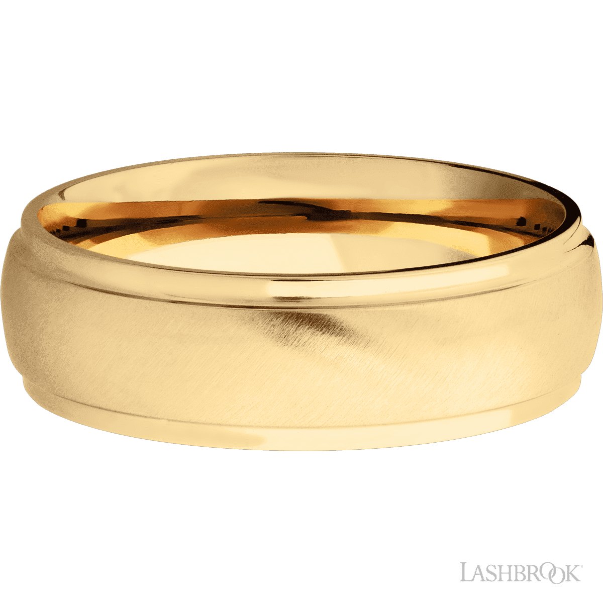 7 mm wide Domed Stepped Down Edges 14K Yellow Gold band