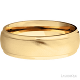 7 mm wide Domed Stepped Down Edges 14K Yellow Gold band