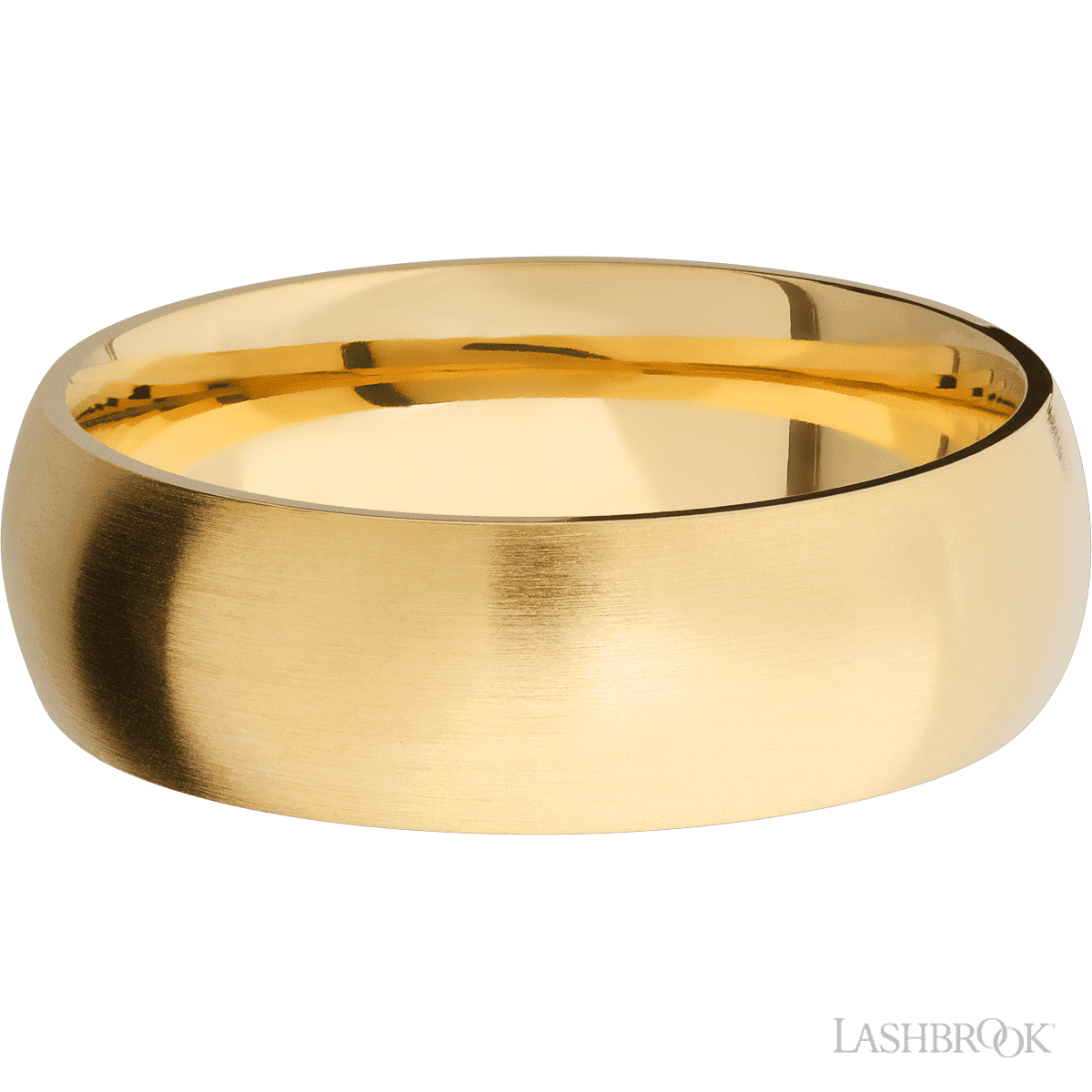 7 mm wide Domed 14K Yellow Gold band