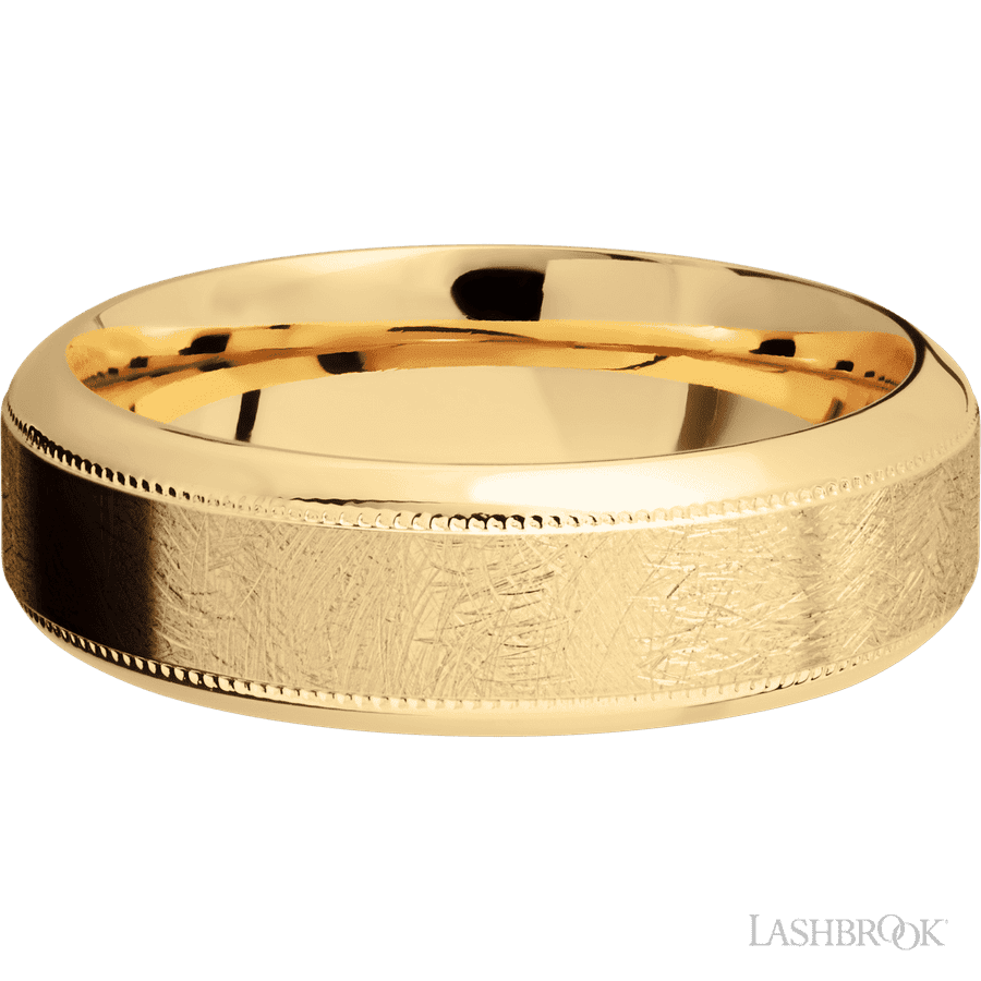 7 mm wide High Bevel Milgrain 14K Yellow Gold band