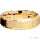 7 mm wide High Bevel Milgrain 14K Yellow Gold band
