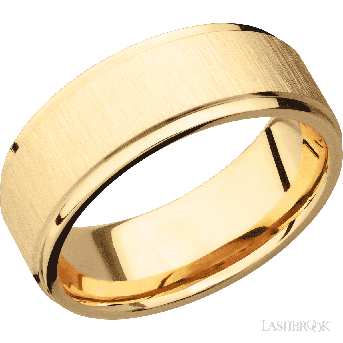 8 mm wide Flat Grooved Edges 14K Yellow Gold band