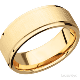 8 mm wide Flat Grooved Edges 14K Yellow Gold band