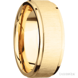 8 mm wide Flat Grooved Edges 14K Yellow Gold band
