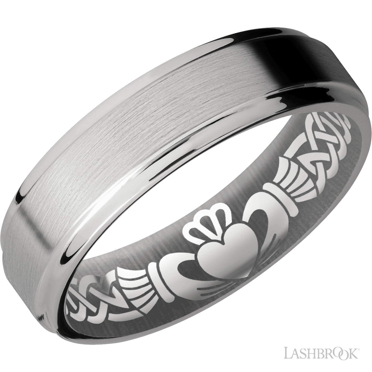 6 mm wide Flat Grooved Edges Titanium band