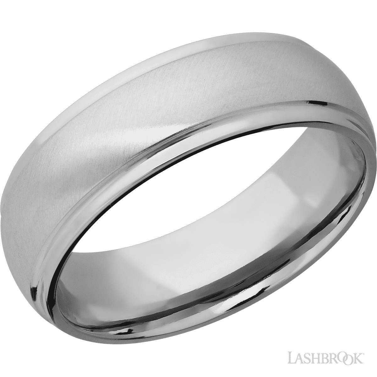 7 mm wide Domed Stepped Down Edges Titanium band