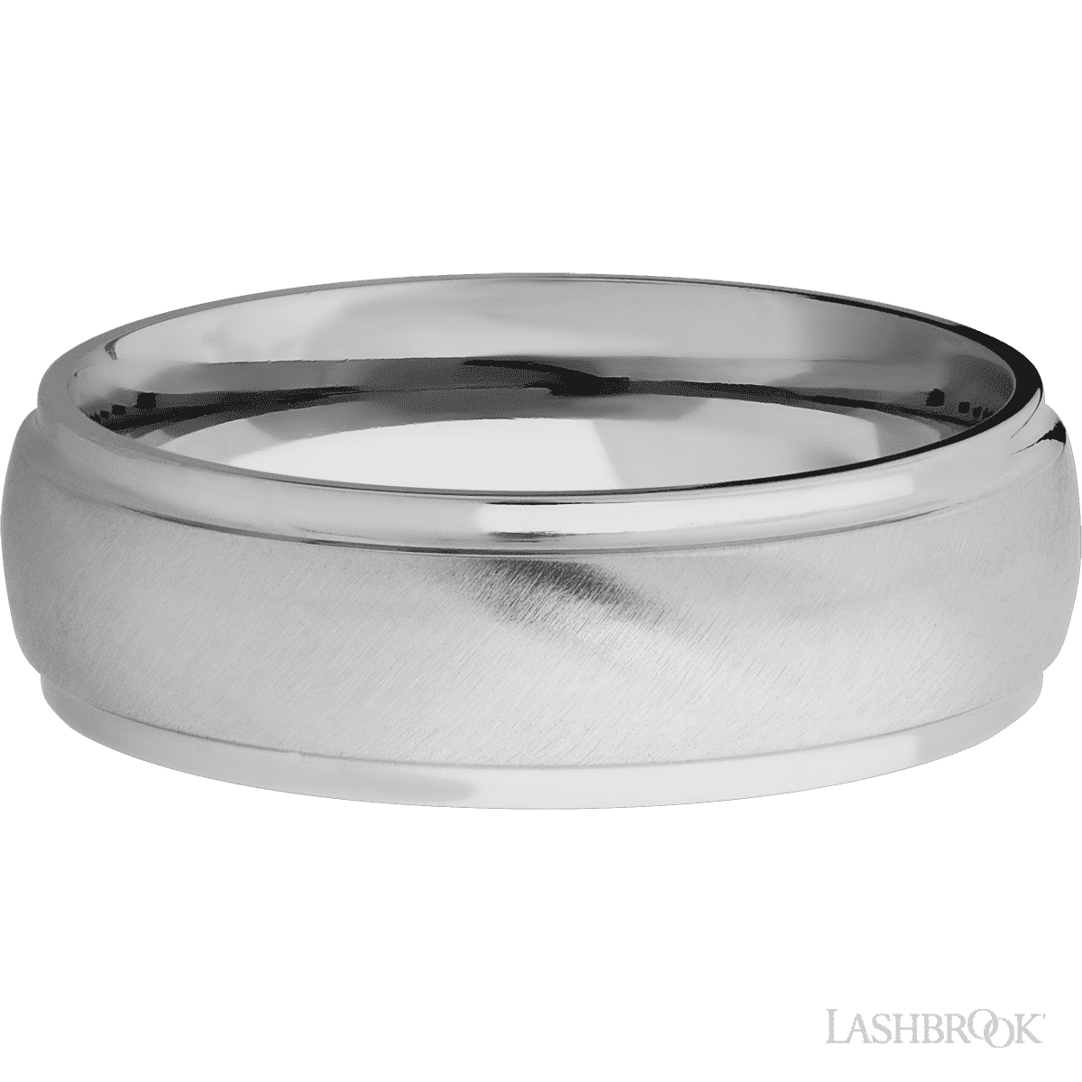 7 mm wide Domed Stepped Down Edges Titanium band