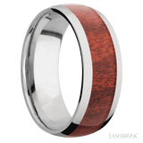 8 mm wide/Domed/Titanium band with one 5 mm Centered inlay of Red Heart
