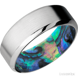 8 mm wide High Bevel Cobalt Chrome band featuring a Abalone sleeve