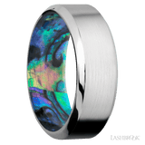 8 mm wide High Bevel Cobalt Chrome band featuring a Abalone sleeve